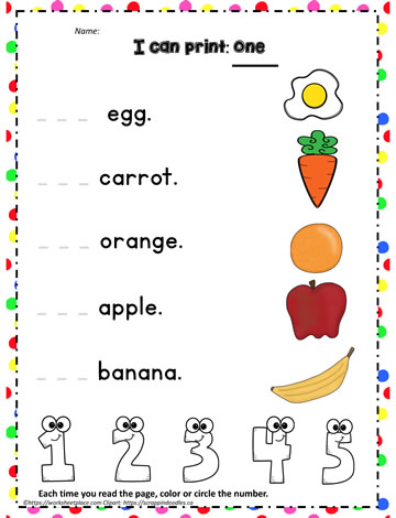 Print the sight word one